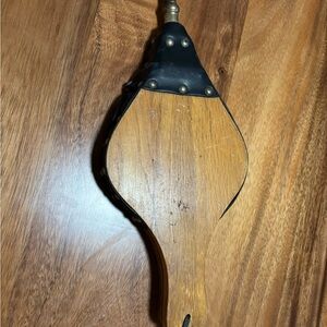 Vintage Wooden Fireplace Bellow wooden, leather and brass